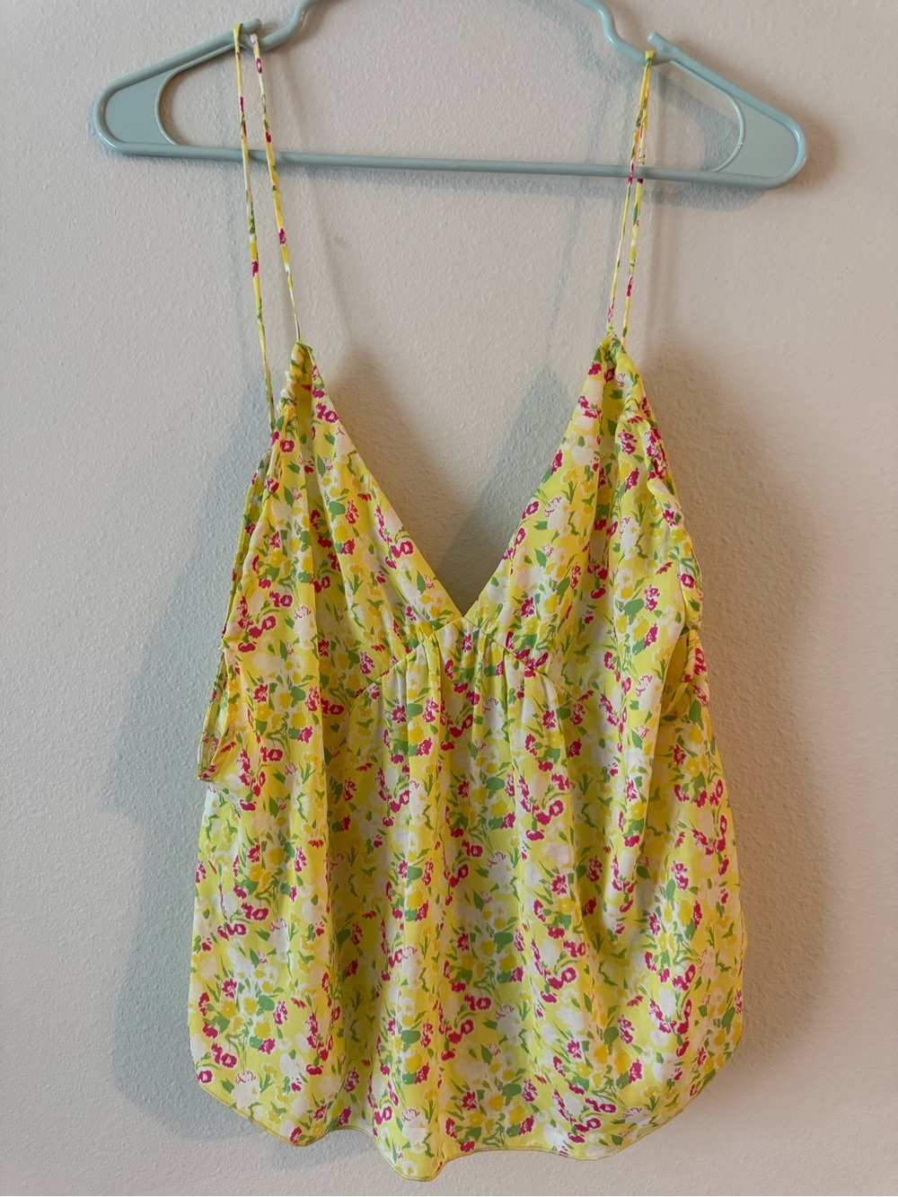 Free People Yellow Floral Spaghetti Strap Tank